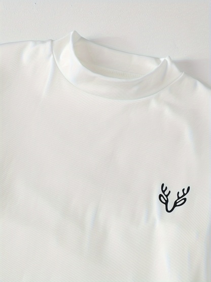 3PCS Men's Elegant Solid Deer Head Print Thermal Long Sleeve T-shirt 