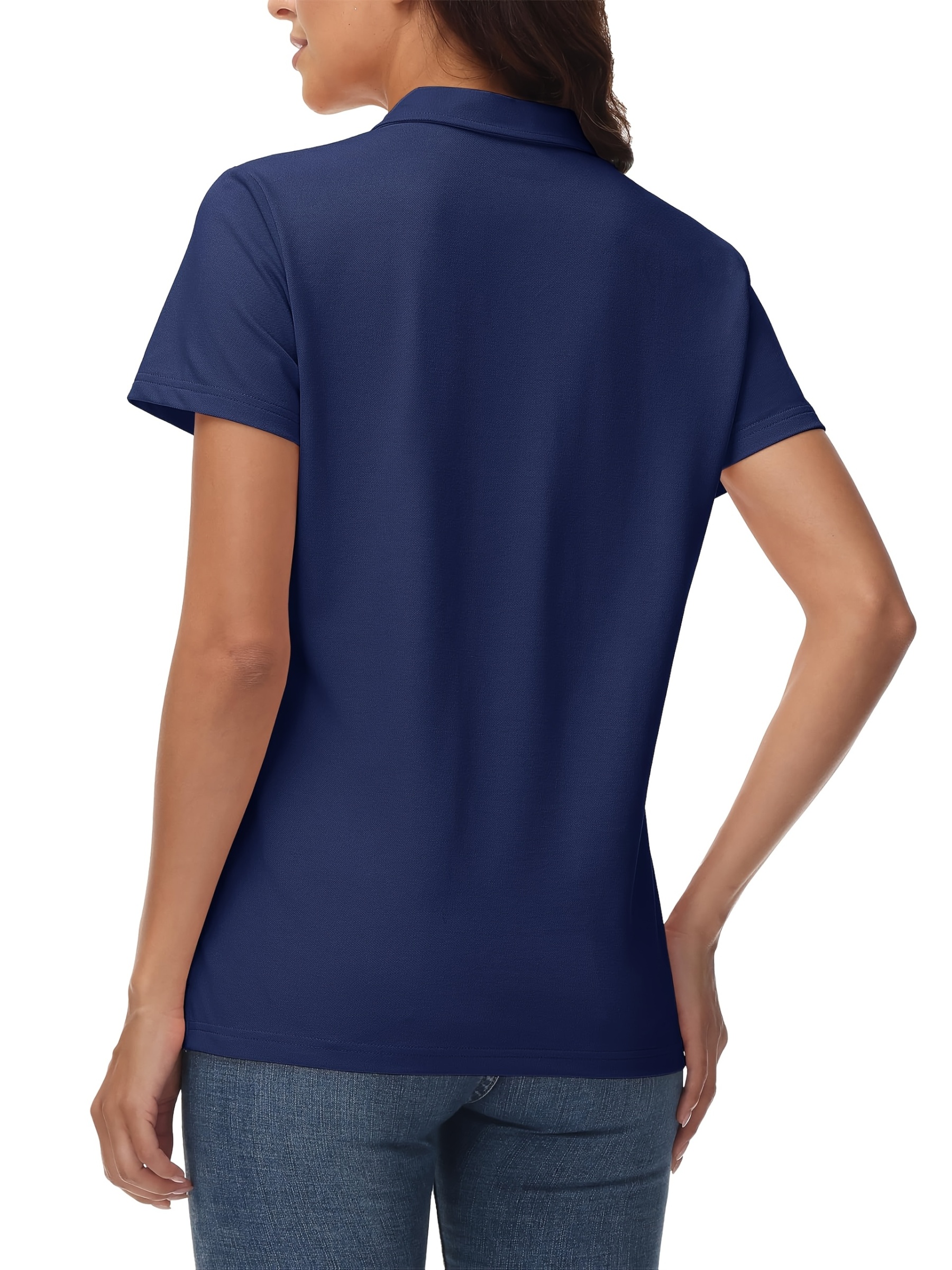Women's Cotton Polo Shirt V-Neck Short Sleeve 