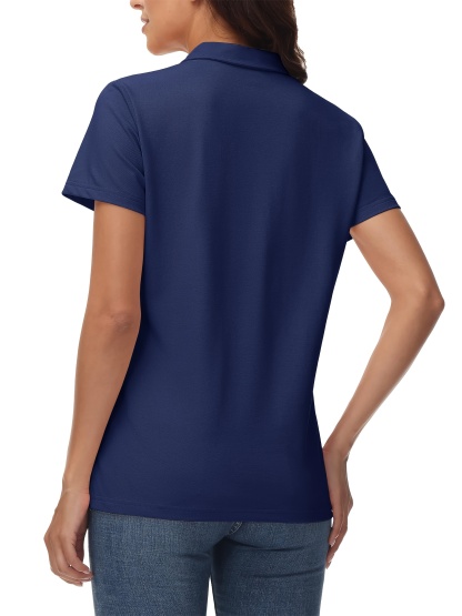 Women's Cotton Polo Shirt V-Neck Short Sleeve 