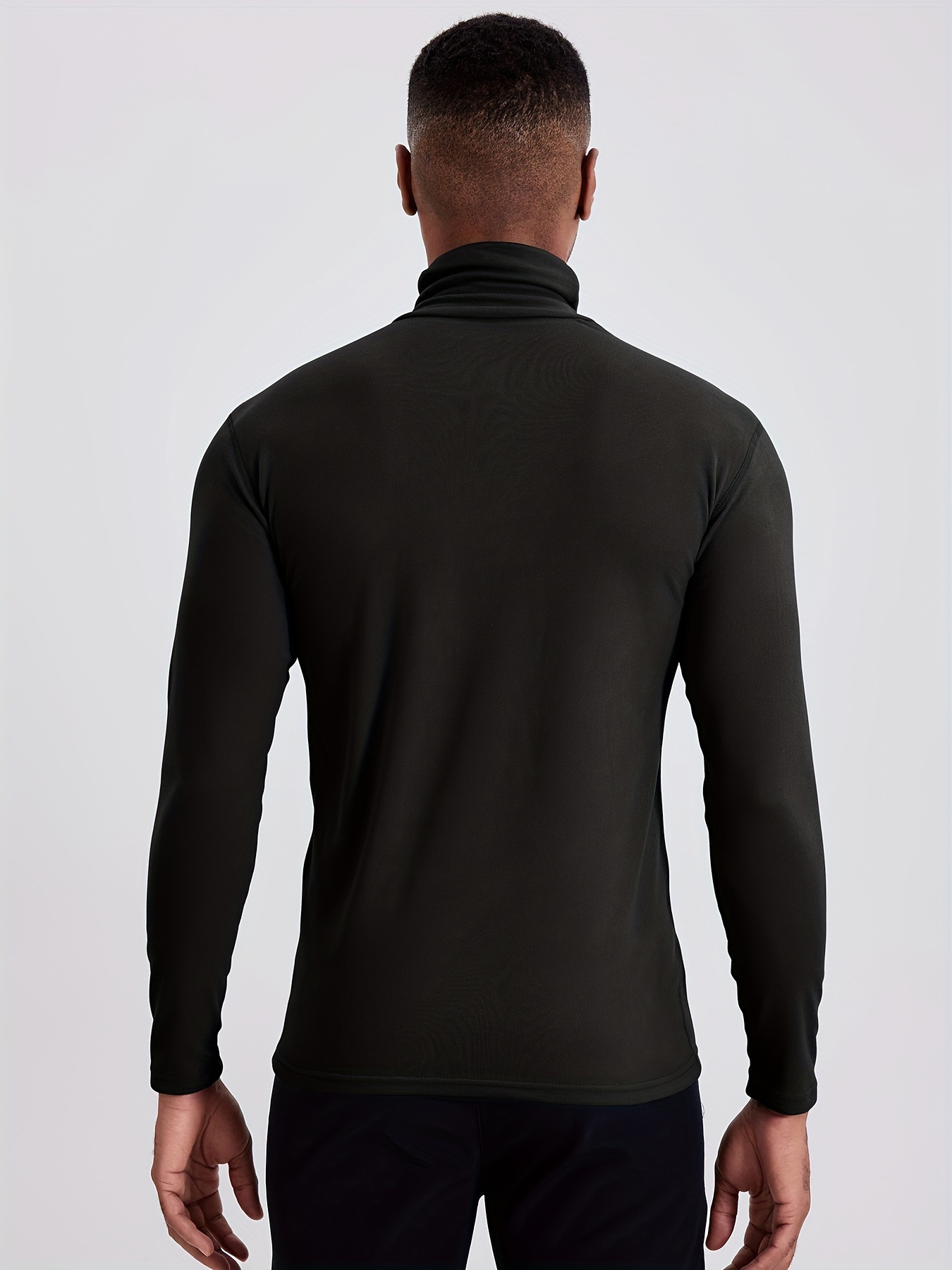 Men's Light Double Sided Fleece Turtleneck Long Sleeve Tops