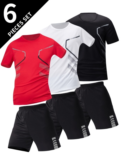 6pcs Men's Summer Short Sleeve Suit 