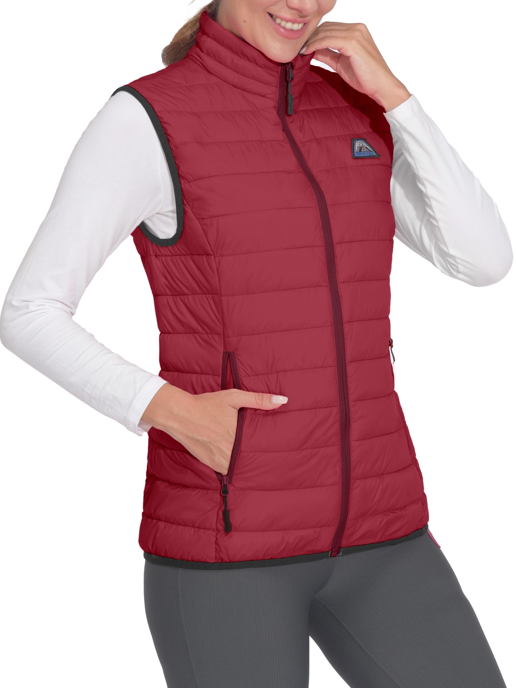 Women's Lightweight UFFE Vest - 100% Polyester Casual Outdoor Zipper Front Puffer Jacket, Machine Washable Solid Color for Hiking & Cold Weather, Hiking Vest| Round Neckline Top| Durable Zipper