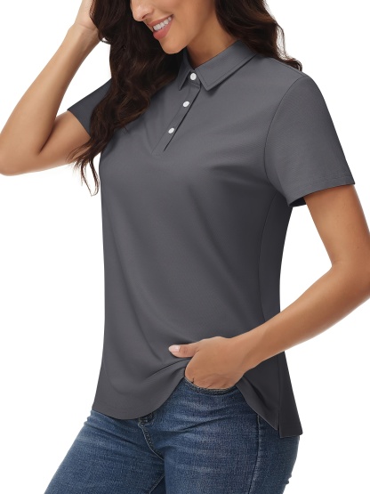 Women's Retro Slim Fit Cotton Shirt - 3-Button Collar,