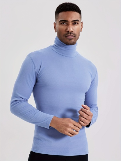 Men's Light Double Sided Fleece Turtleneck Long Sleeve Tops