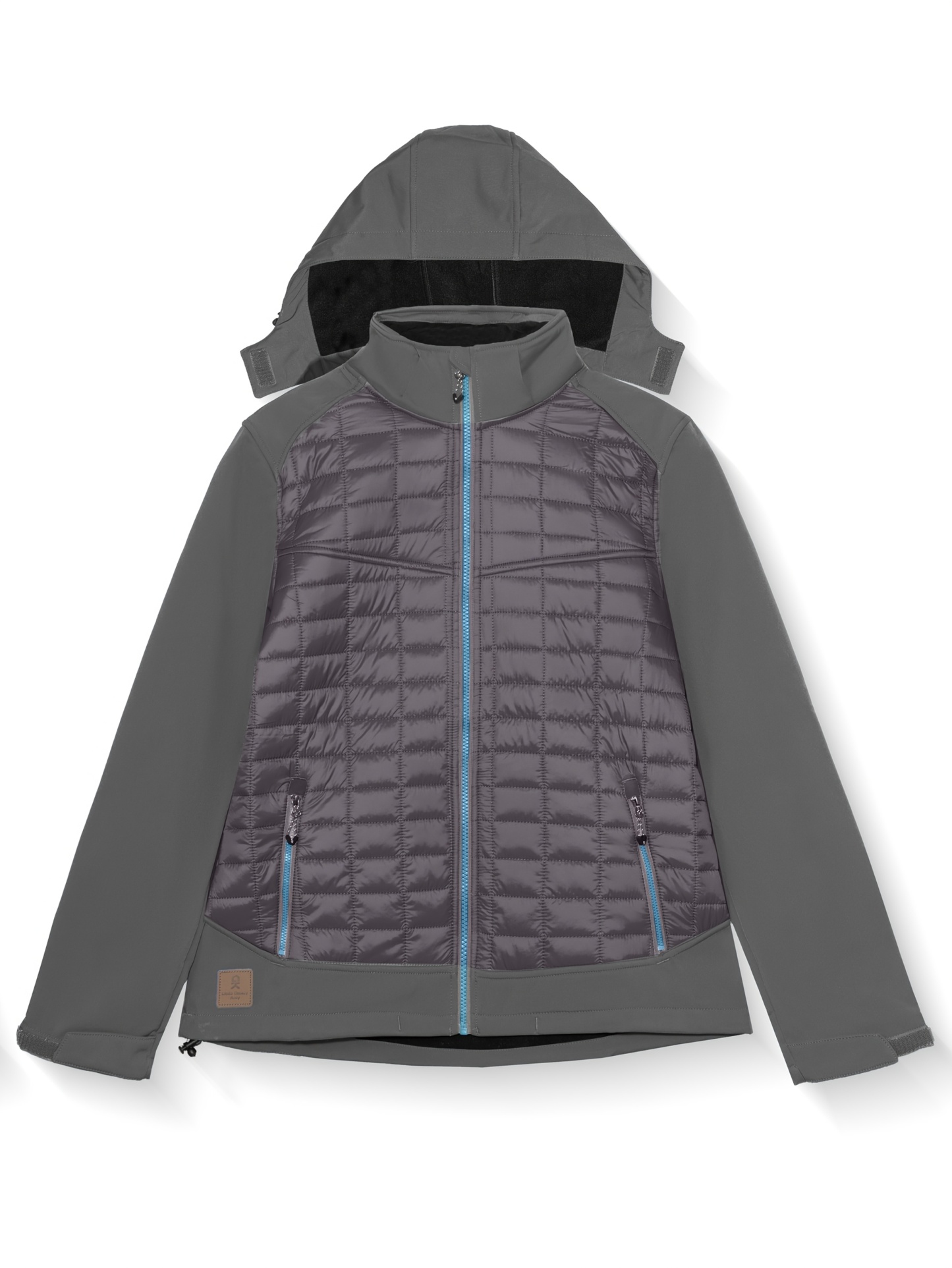 Women's Lightweight Insulated Hybrid Jacket for Hiking Running Ski Thermal Warm with Removable Hood