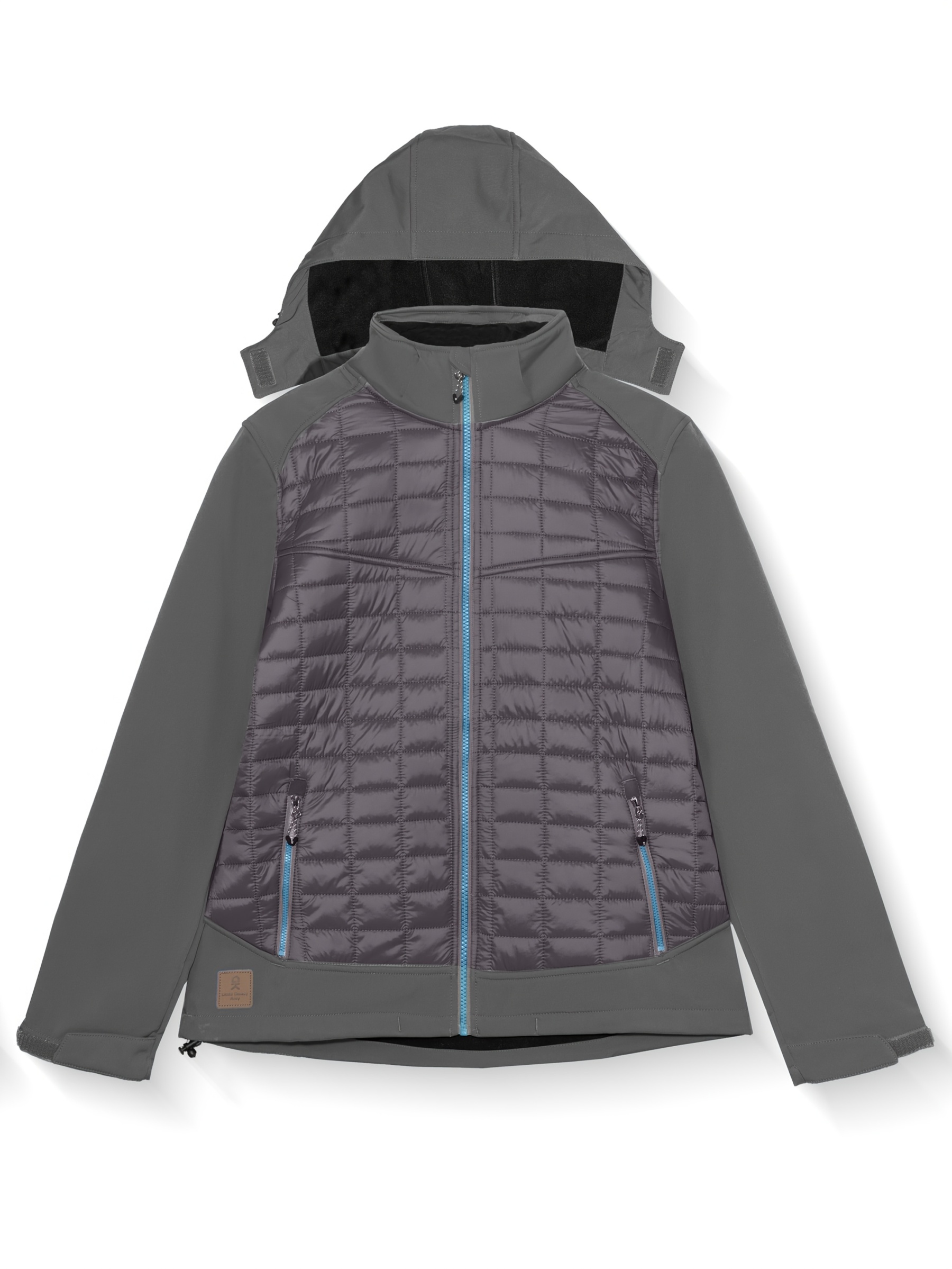 Women's Lightweight Insulated Hybrid Jacket for Hiking Running Ski Thermal Warm with Removable Hood