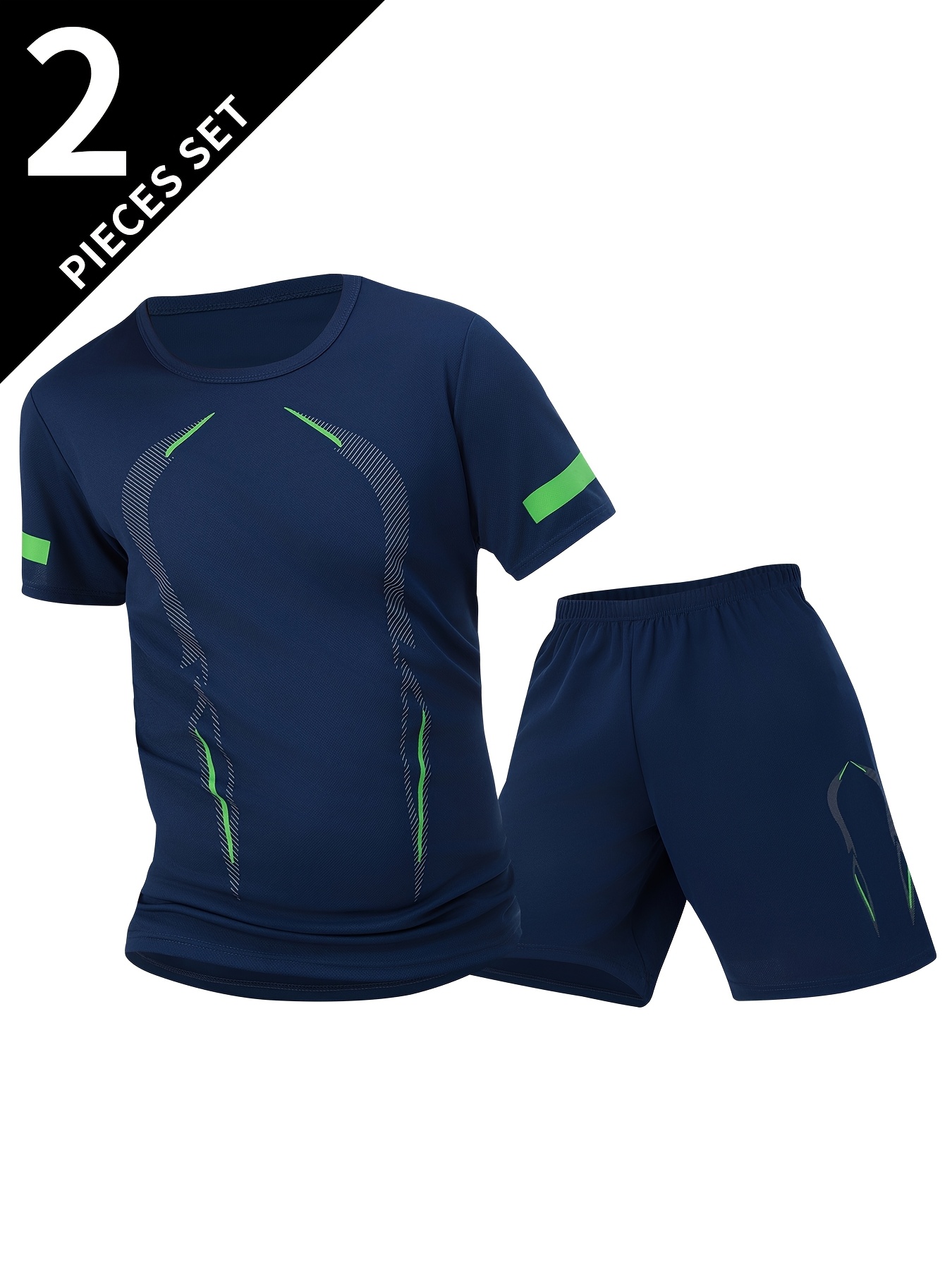 2-Pack Men' Summer Sports Short-Sleeved Suit 