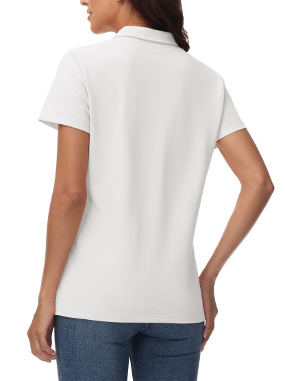 Women's Cotton Polo Shirt V-Neck Short Sleeve 