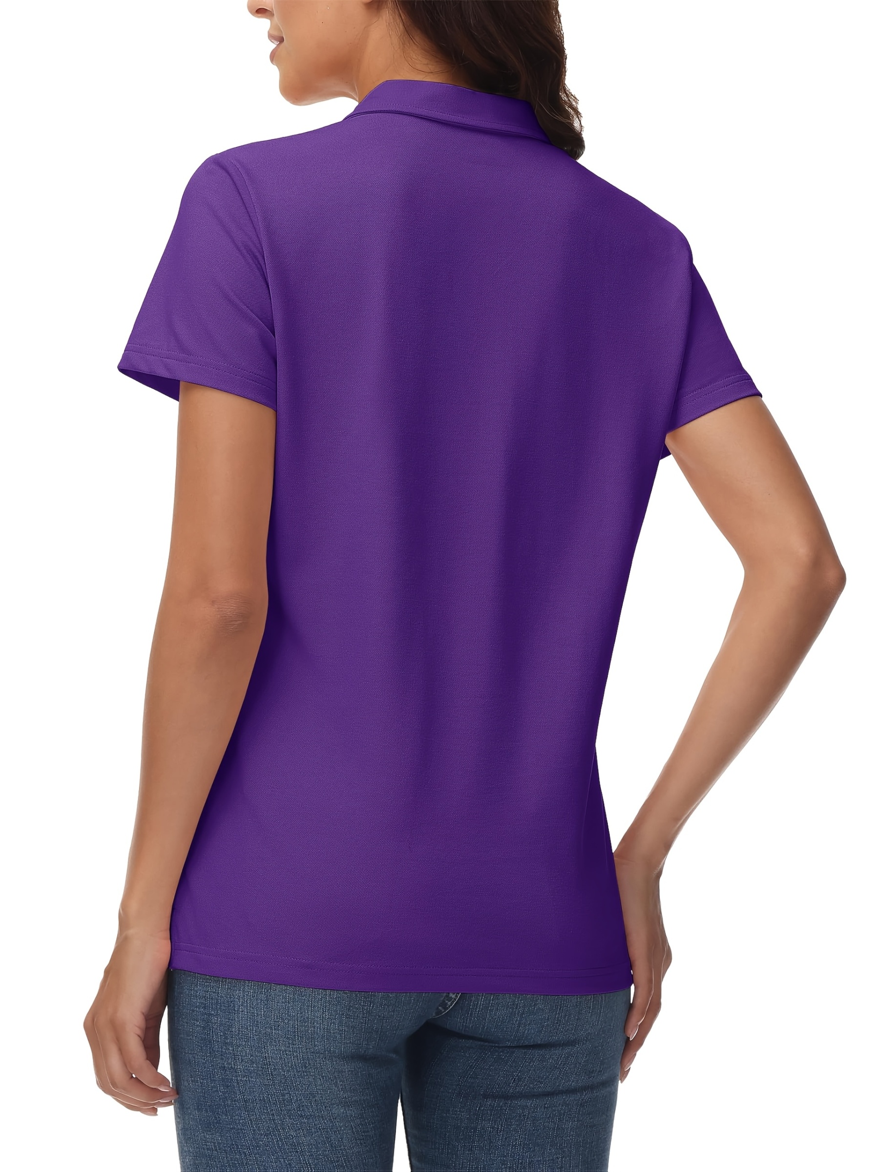Women's Cotton Polo Shirt V-Neck Short Sleeve 