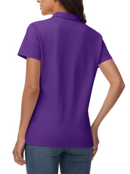 Women's Cotton Polo Shirt V-Neck Short Sleeve 