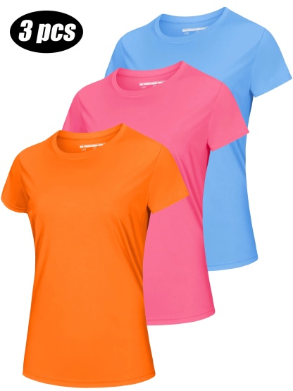 Women's Short Sleeve Round Neck T-Shirt 3-Piece Set 