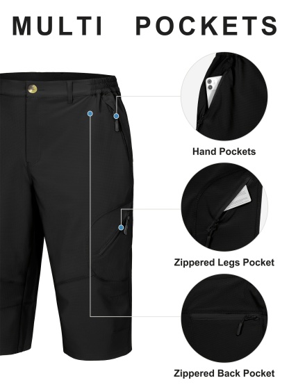 Men'S Capri Shorts Quick-Dry Performance 3/4 Hiking Pants 