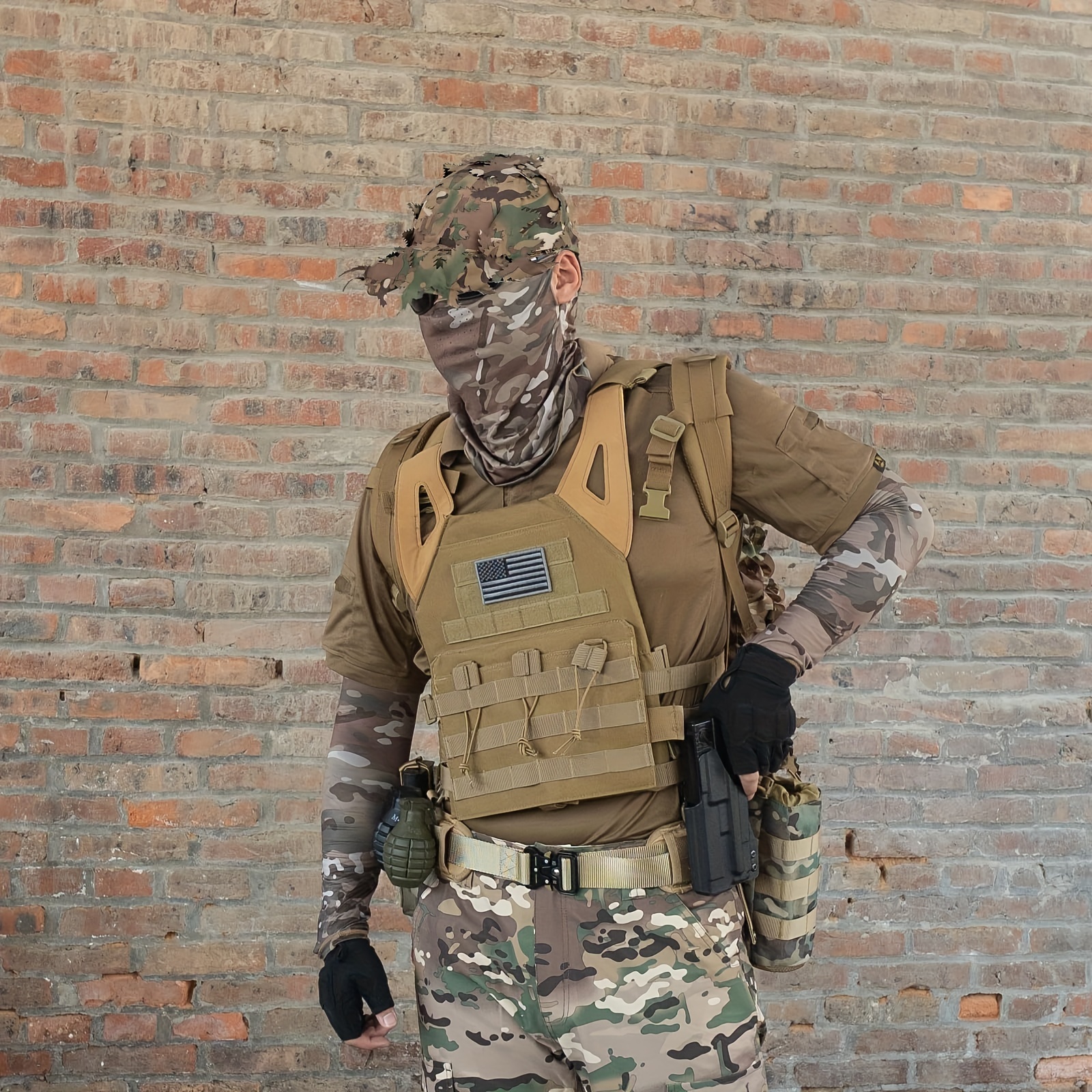  6PC Sleeve Hat Hunting With Leaf Cap Camo, Hunting Gloves, Ice Sleeve Arm Cuffs 