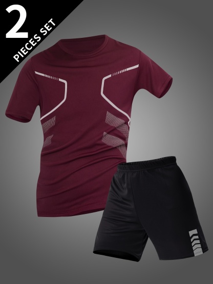 2pcs Men's Summer Short Sleeve Suit 