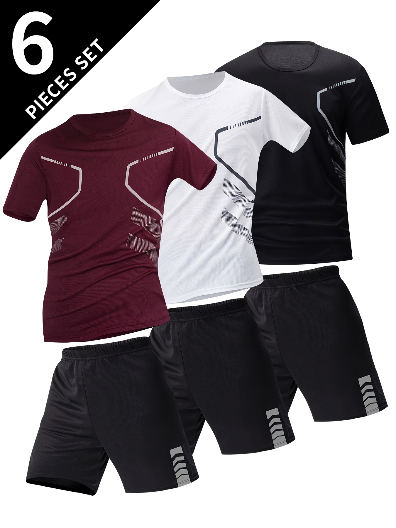 6pcs Men's Summer Short Sleeve Suit 