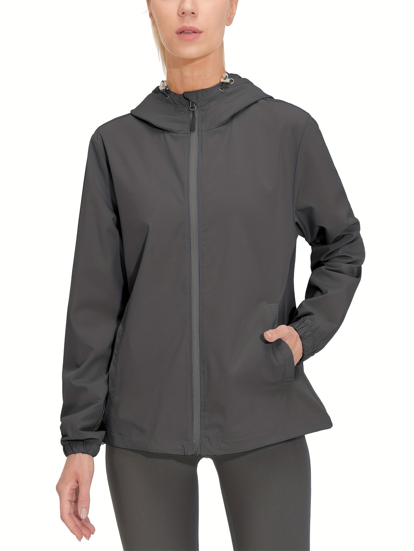 Women's Lightweight Running Windbreaker with Hood Windproof Stretch UP