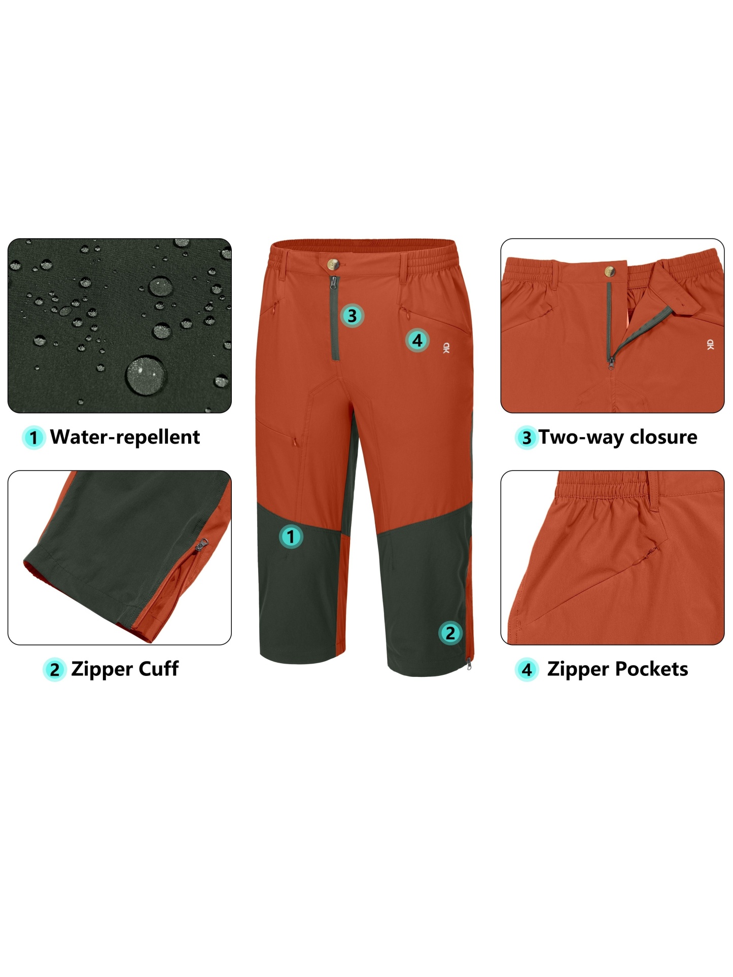 Men's Quick Dry 3/4 Pants Capri Shorts 