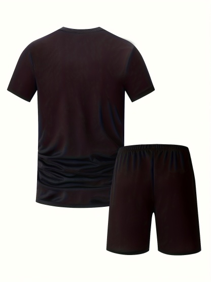 2pcs Men's Athletic Shorts and T-Shirt Set 