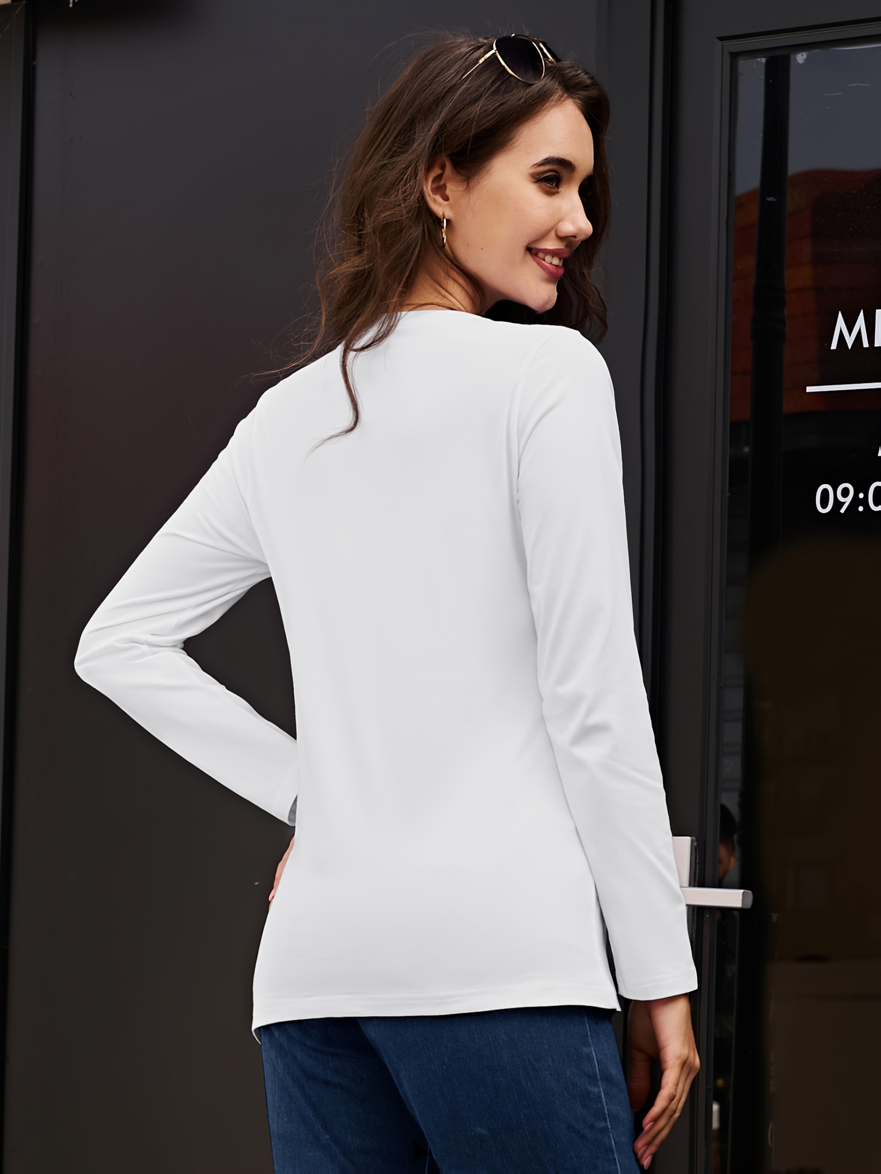 3-Pack Women's Pure Cotton Long Sleeve T-Shirt Round Neck