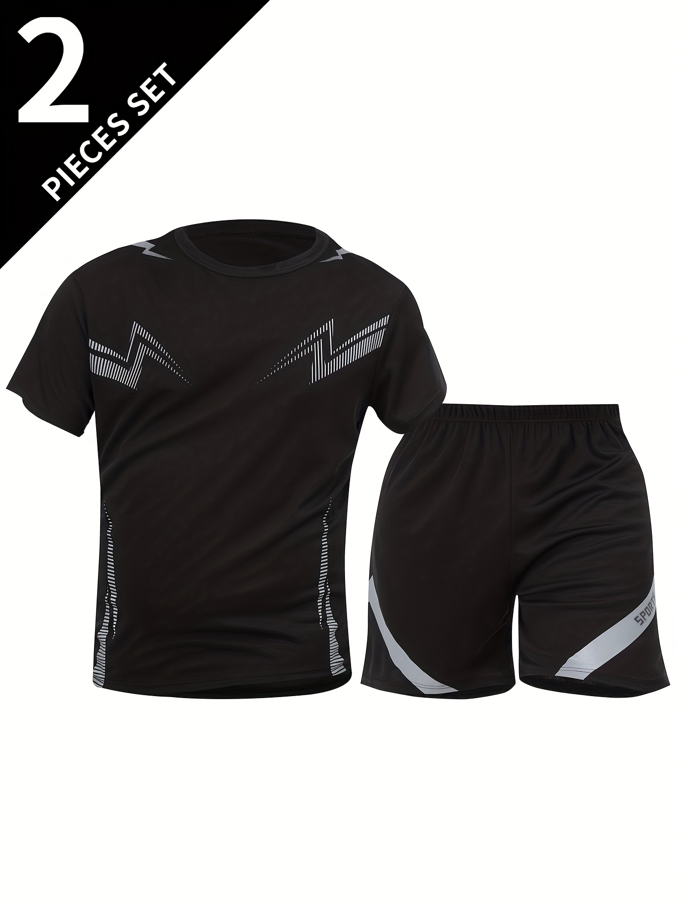 2pcs Suit Men's Short Sleeve Shorts Outdoor Fitness Breathable Quick-Dry Loose Running Outfit Set