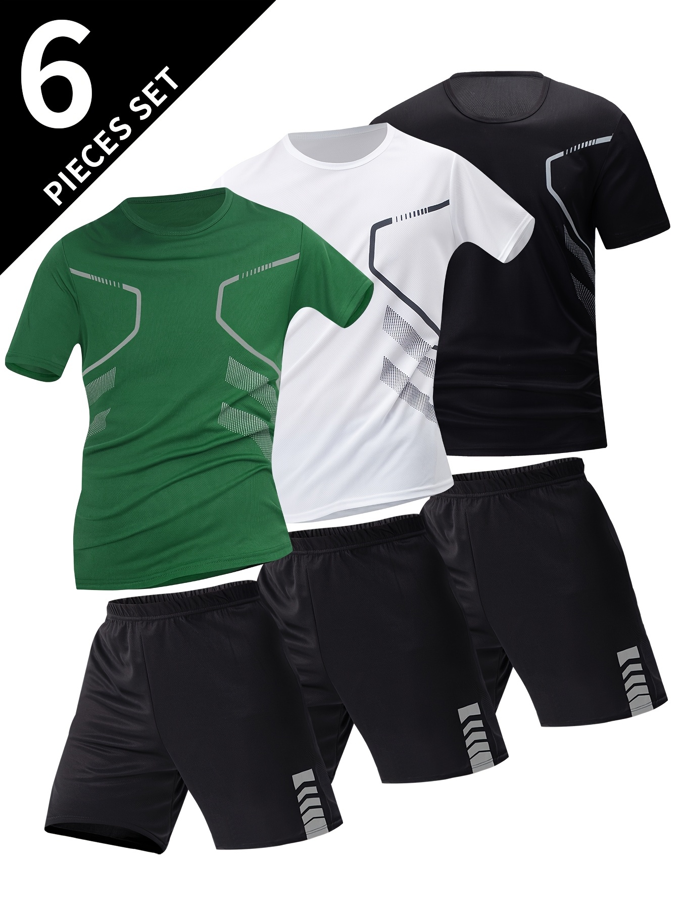 6pcs Men's Summer Short Sleeve Suit 