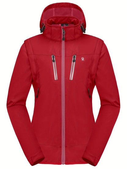 Women's Detachable Sleeve Softshell Hooded Jacket