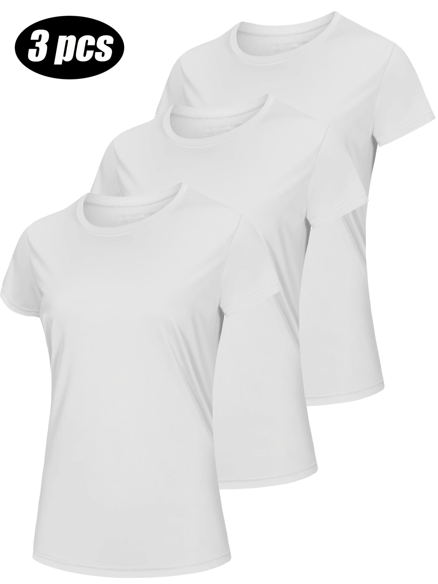 Women's Short Sleeve Round Neck T-Shirt 3-Piece Set 