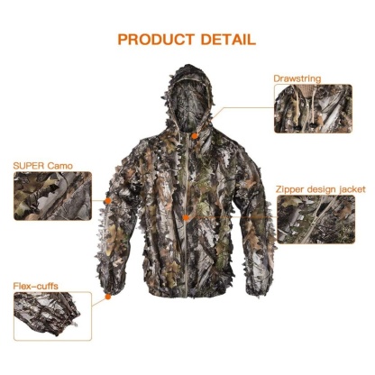 3D Leaf Camouflage Hunting Zippered Jacket & Pants