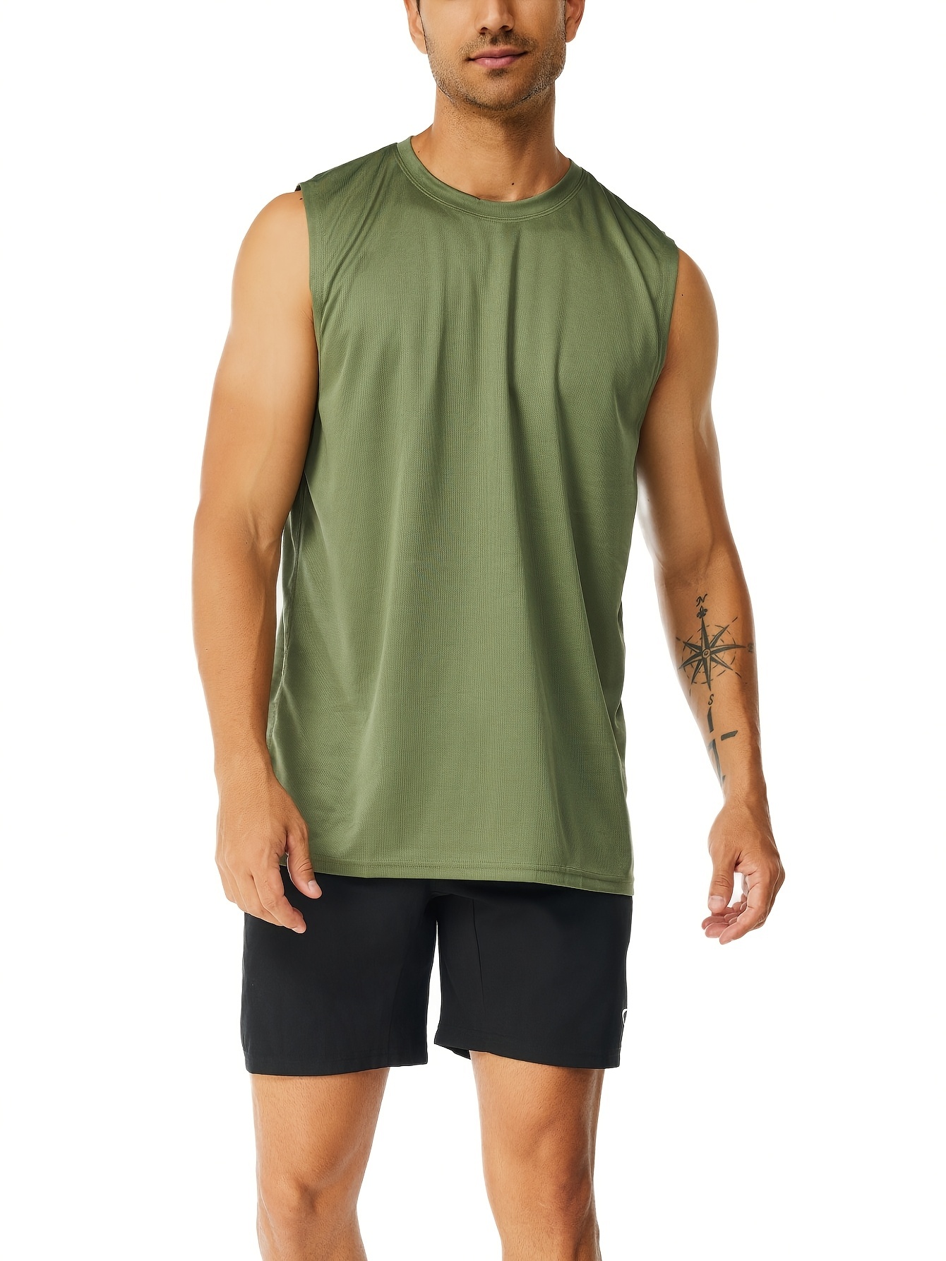 5pcs Men's Solid Quick-drying Breathable Lightweight Sleeveless Tank Top 