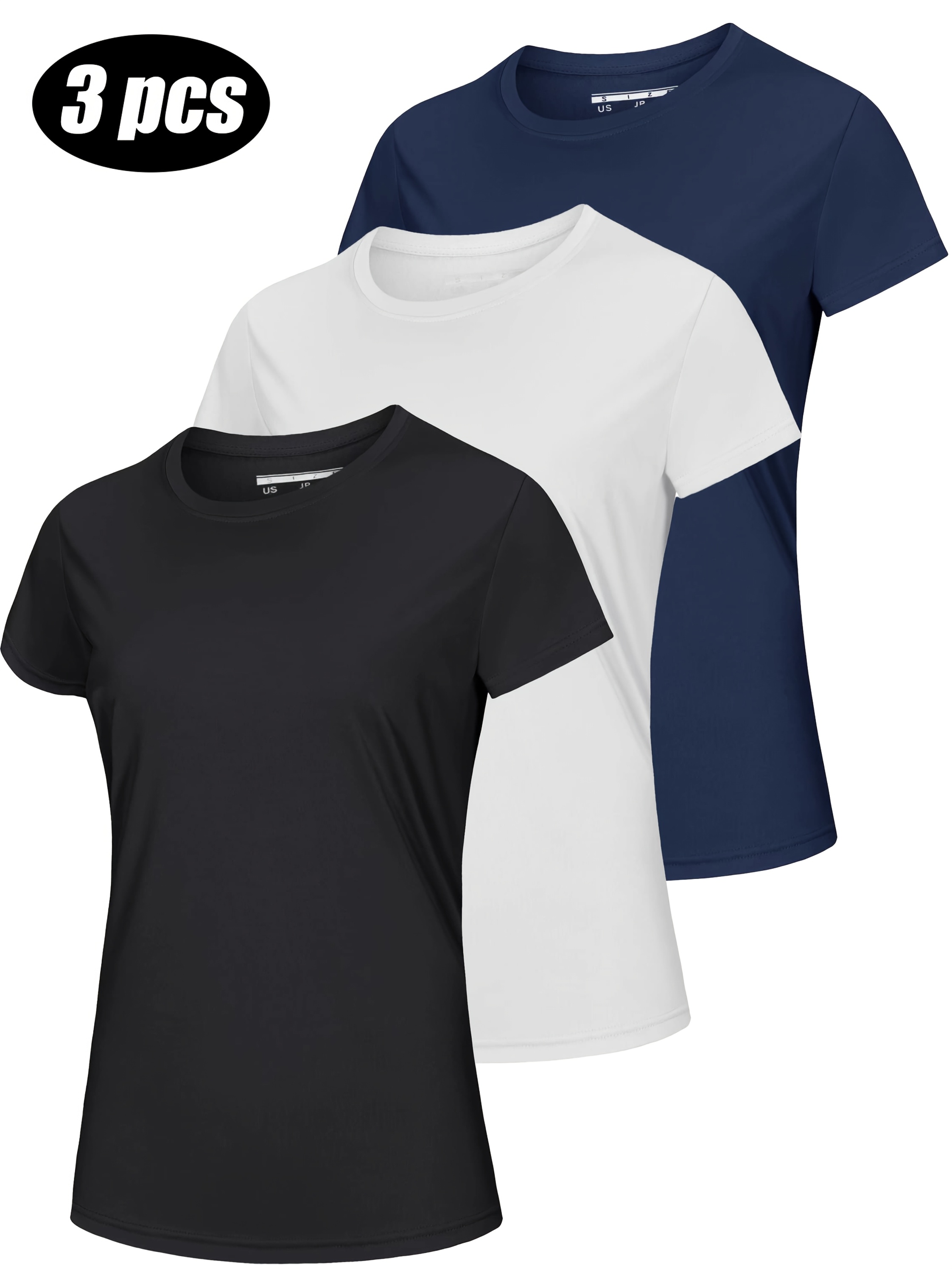 Women's Short Sleeve Round Neck T-Shirt 3-Piece Set 