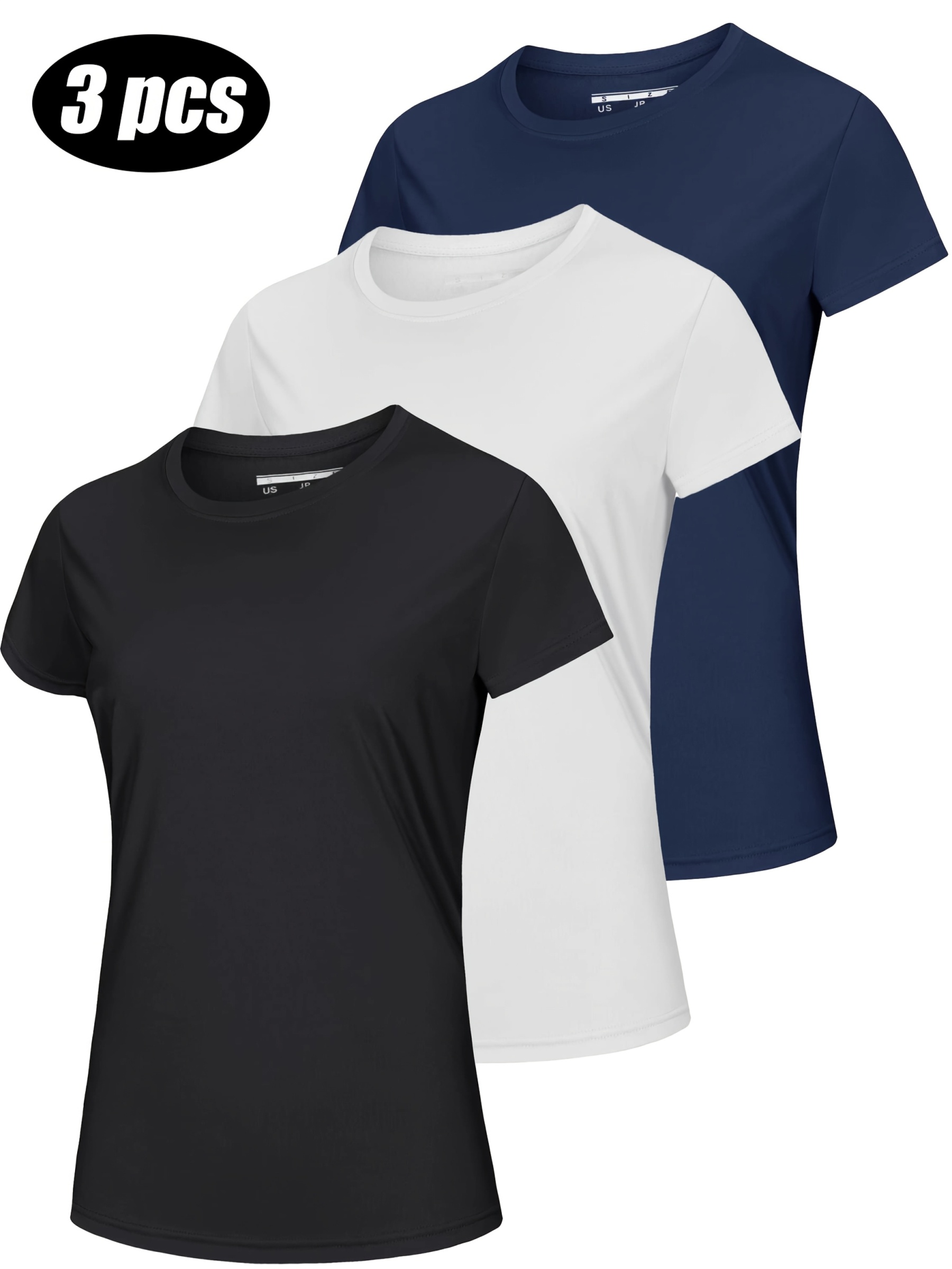 Women's Short Sleeve Round Neck T-Shirt 3-Piece Set 