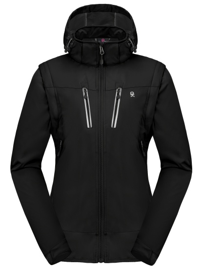 Women's Detachable Sleeve Softshell Hooded Jacket