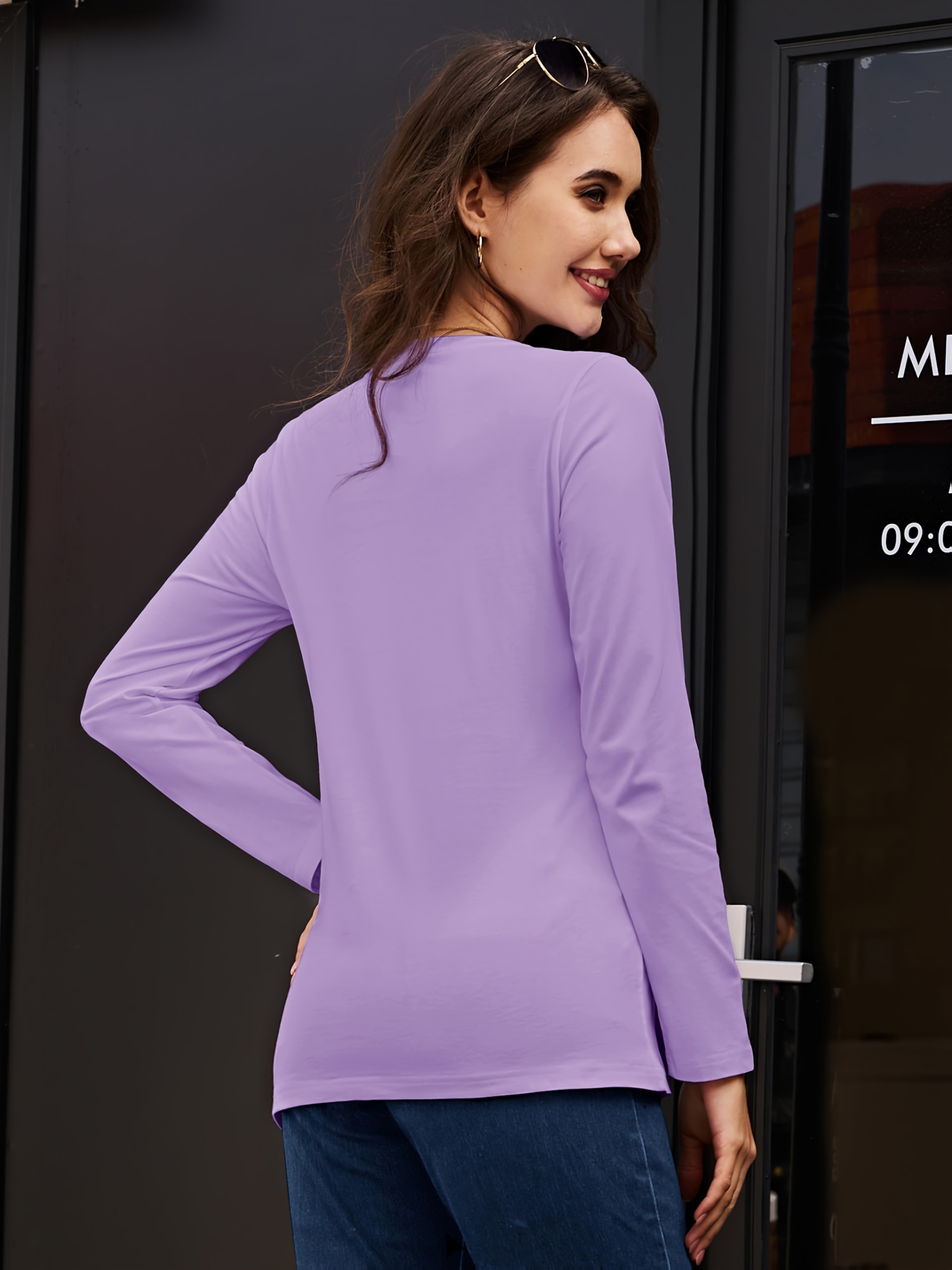 3-Pack Women's Pure Cotton Long Sleeve T-Shirt Round Neck