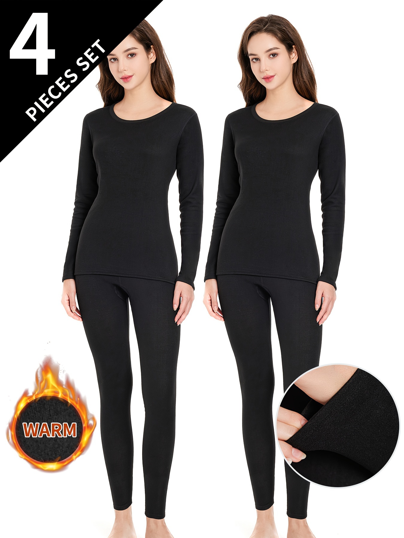 4pcs Women'S Warm Thermal Tight-Fitting Base Layer