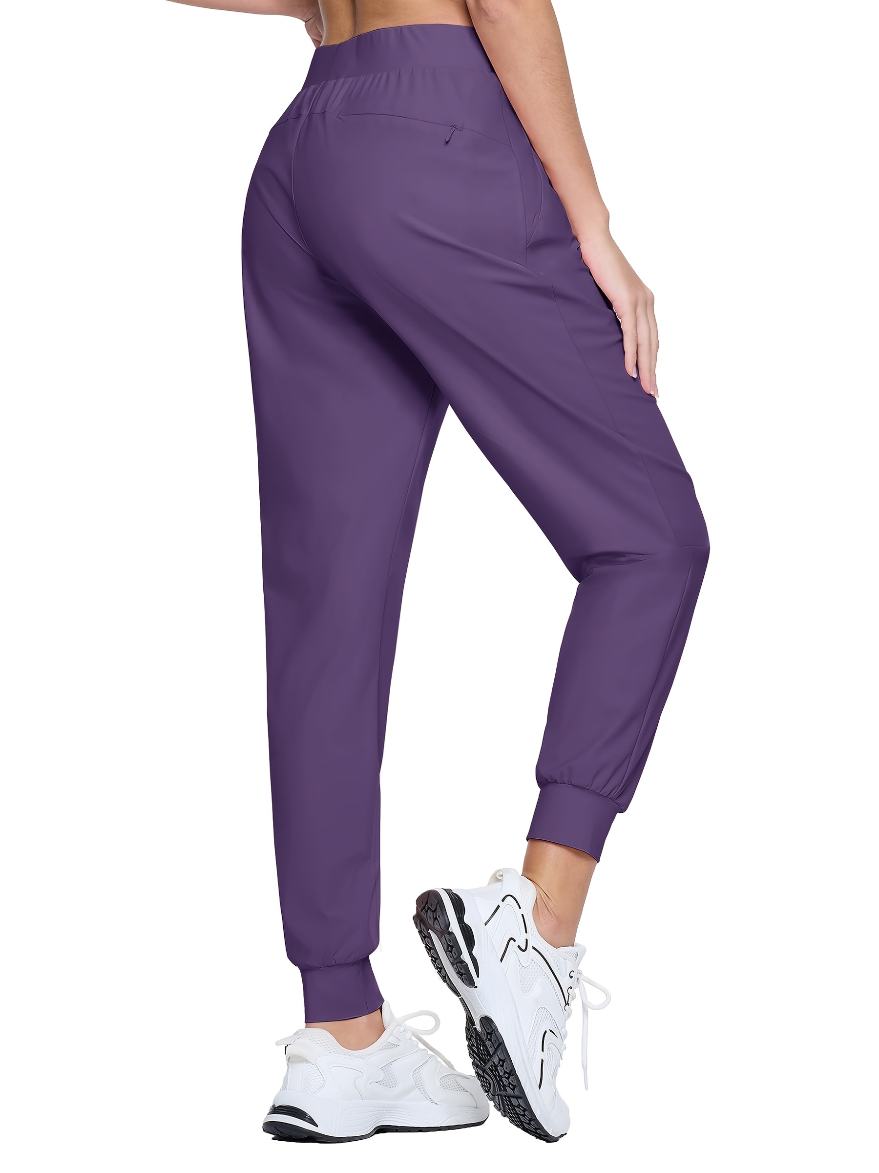 Women's High-Waisted Quick-Dry Sports Pants with 3 Zipper Pockets 