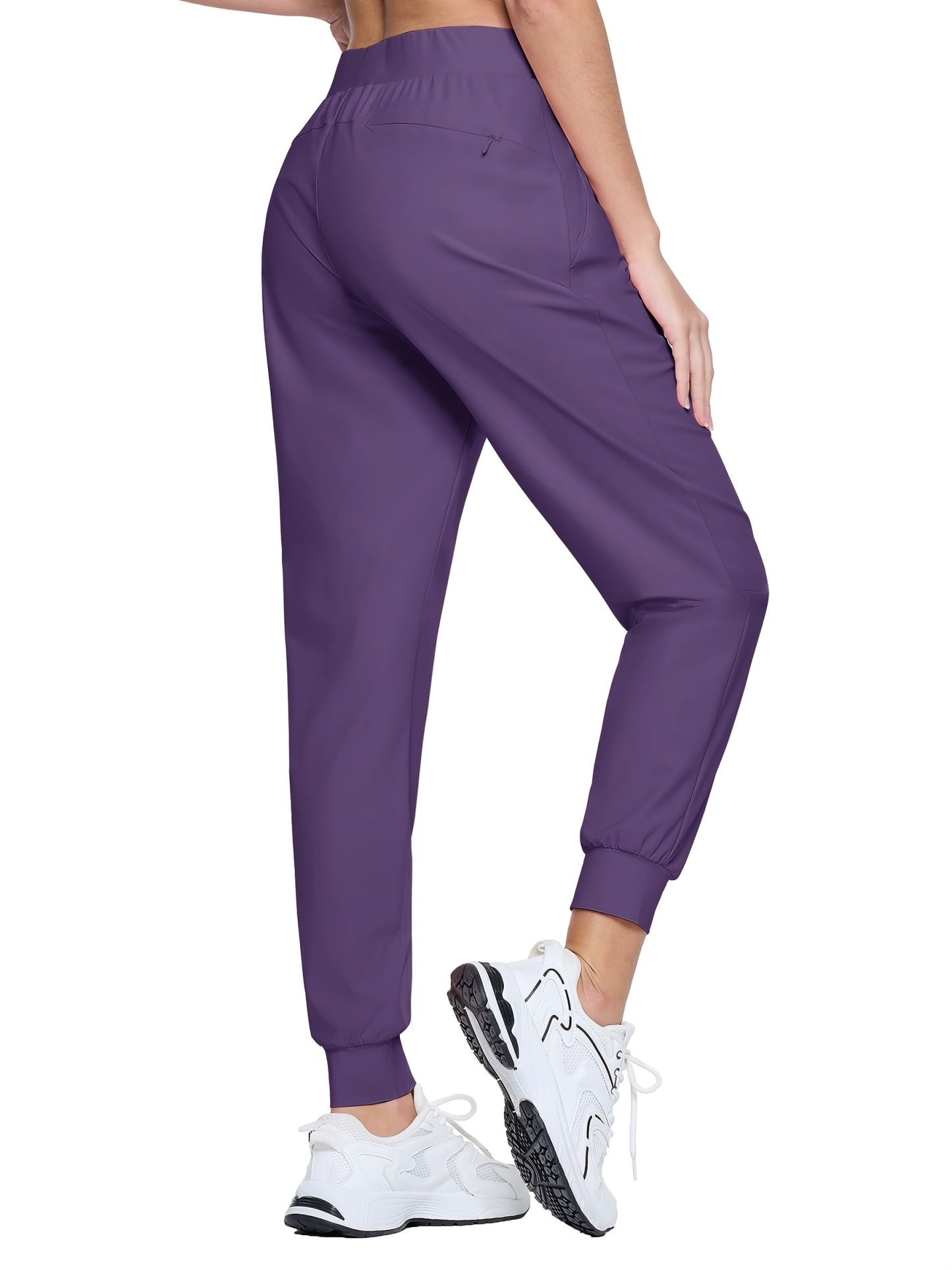 Women's High-Waisted Quick-Dry Sports Pants with 3 Zipper Pockets 