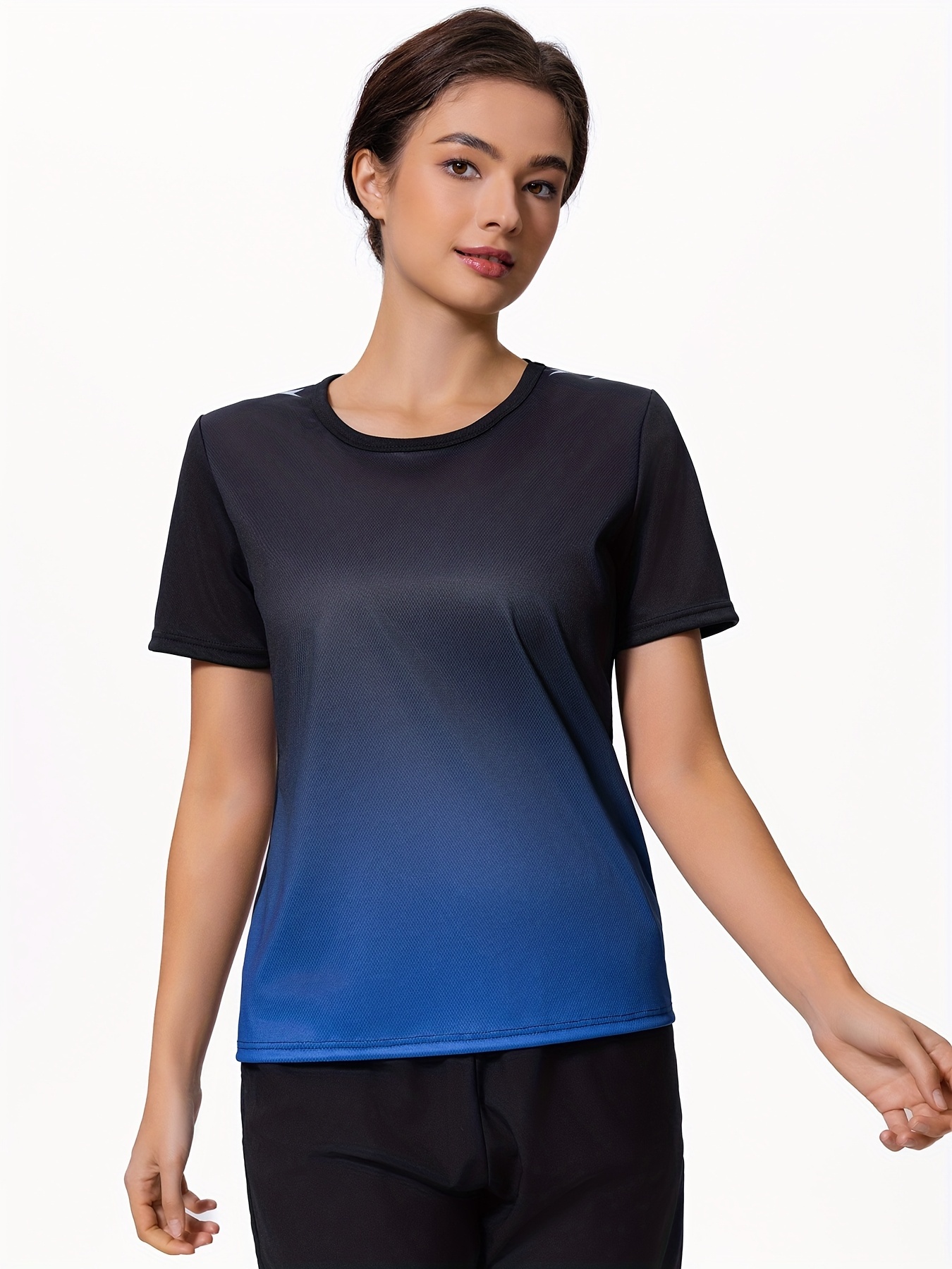 2pcs Women's Quick-Dry Gradient Color Short Sleeve T-Shirts