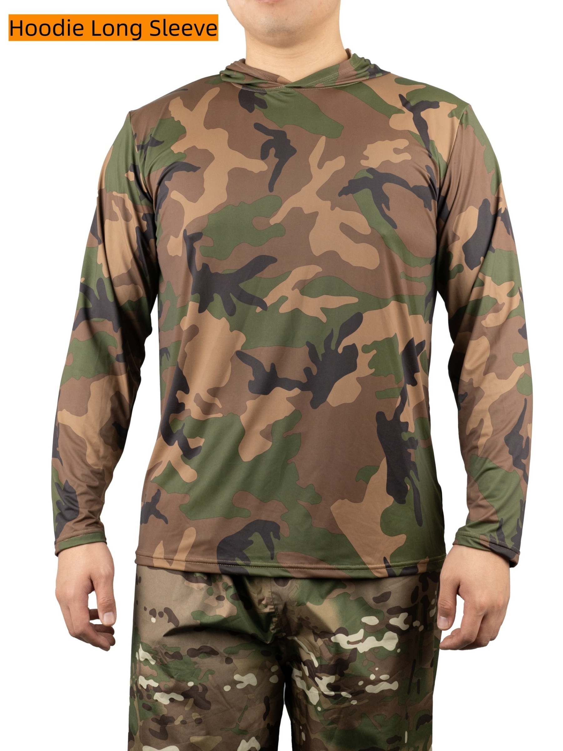 1PC Fall Thin Camouflage Hoodie Outdoor Hunting Hunting Birdwatching Photography Camouflage Mens Sun Protection Hoodie Round Neck Long Sleeve T-Shirt Fishing Hiking Casual Daily