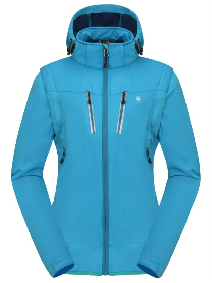 Women's Detachable Sleeve Softshell Hooded Jacket