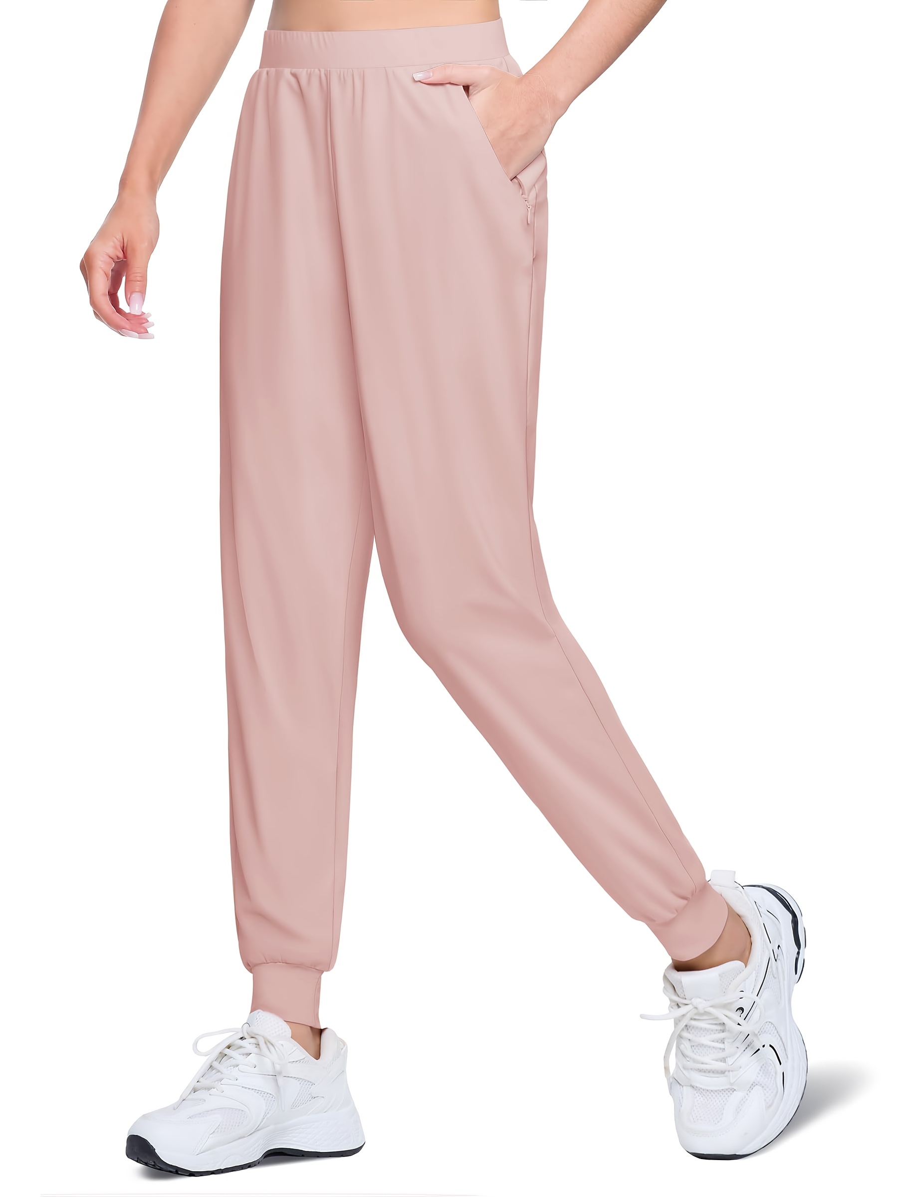 Women's High-Waisted Quick-Dry Sports Pants with 3 Zipper Pockets 