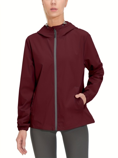 Women's Lightweight Running Windbreaker with Hood Windproof Stretch UPF50+ Jacket