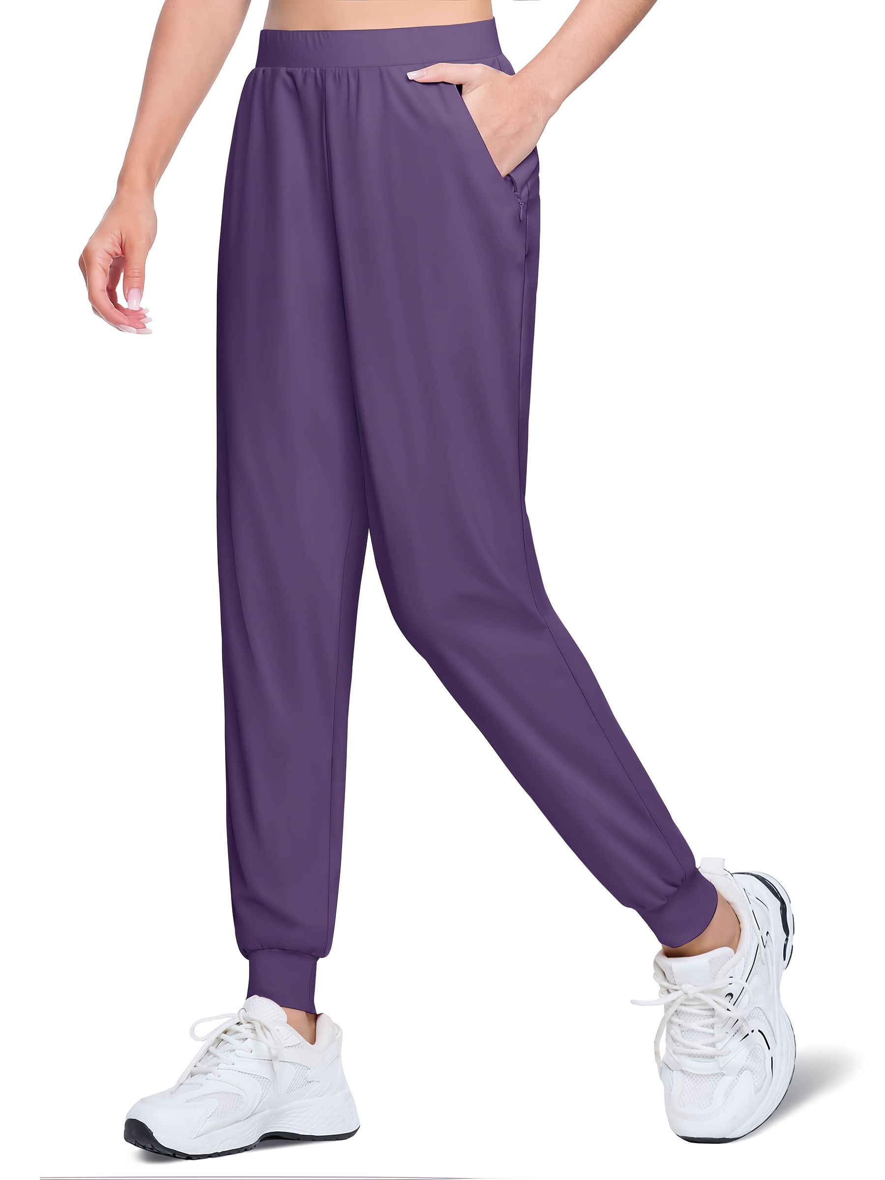 Women's High-Waisted Quick-Dry Sports Pants with 3 Zipper Pockets 