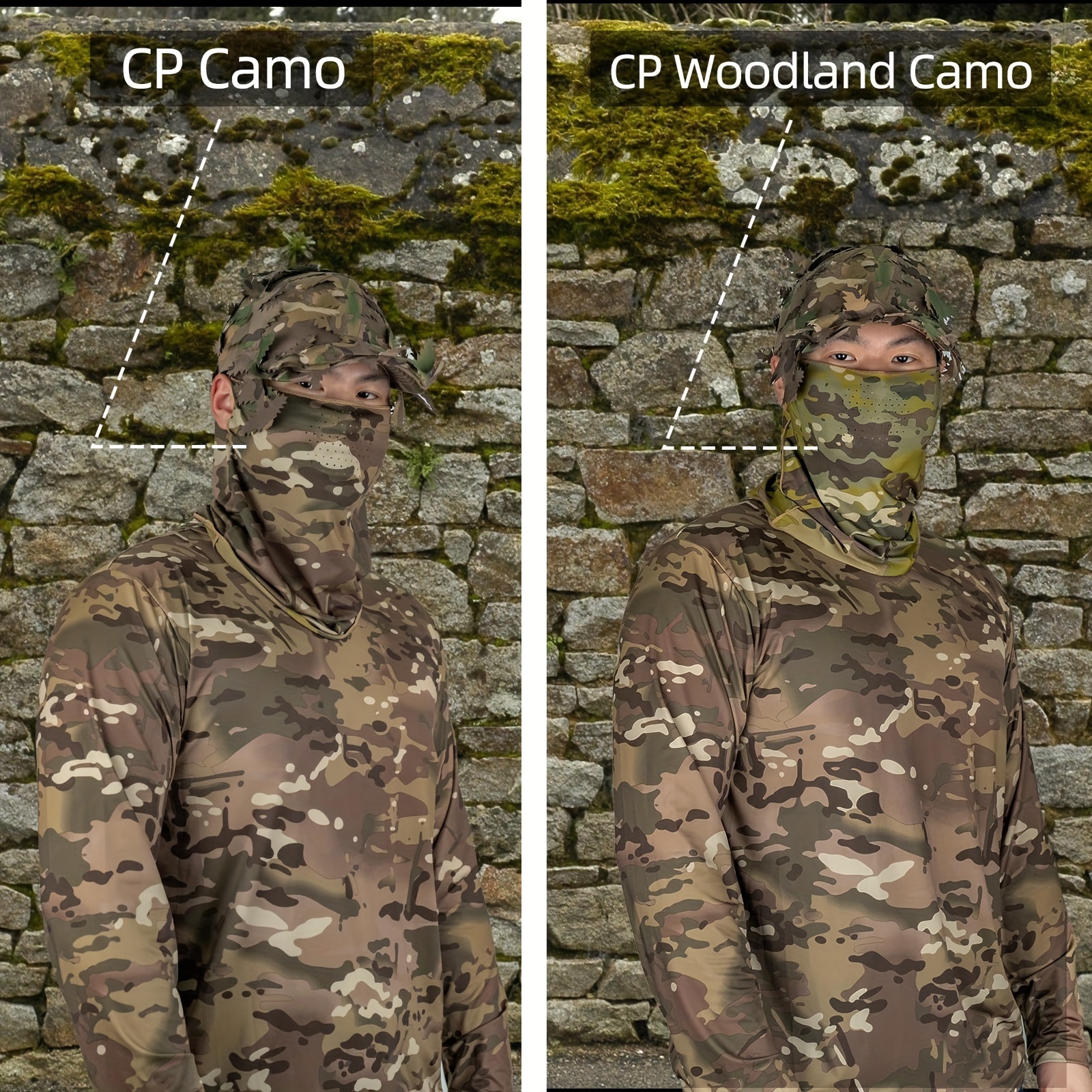  6PC Sleeve Hat Hunting With Leaf Cap Camo, Hunting Gloves, Ice Sleeve Arm Cuffs 