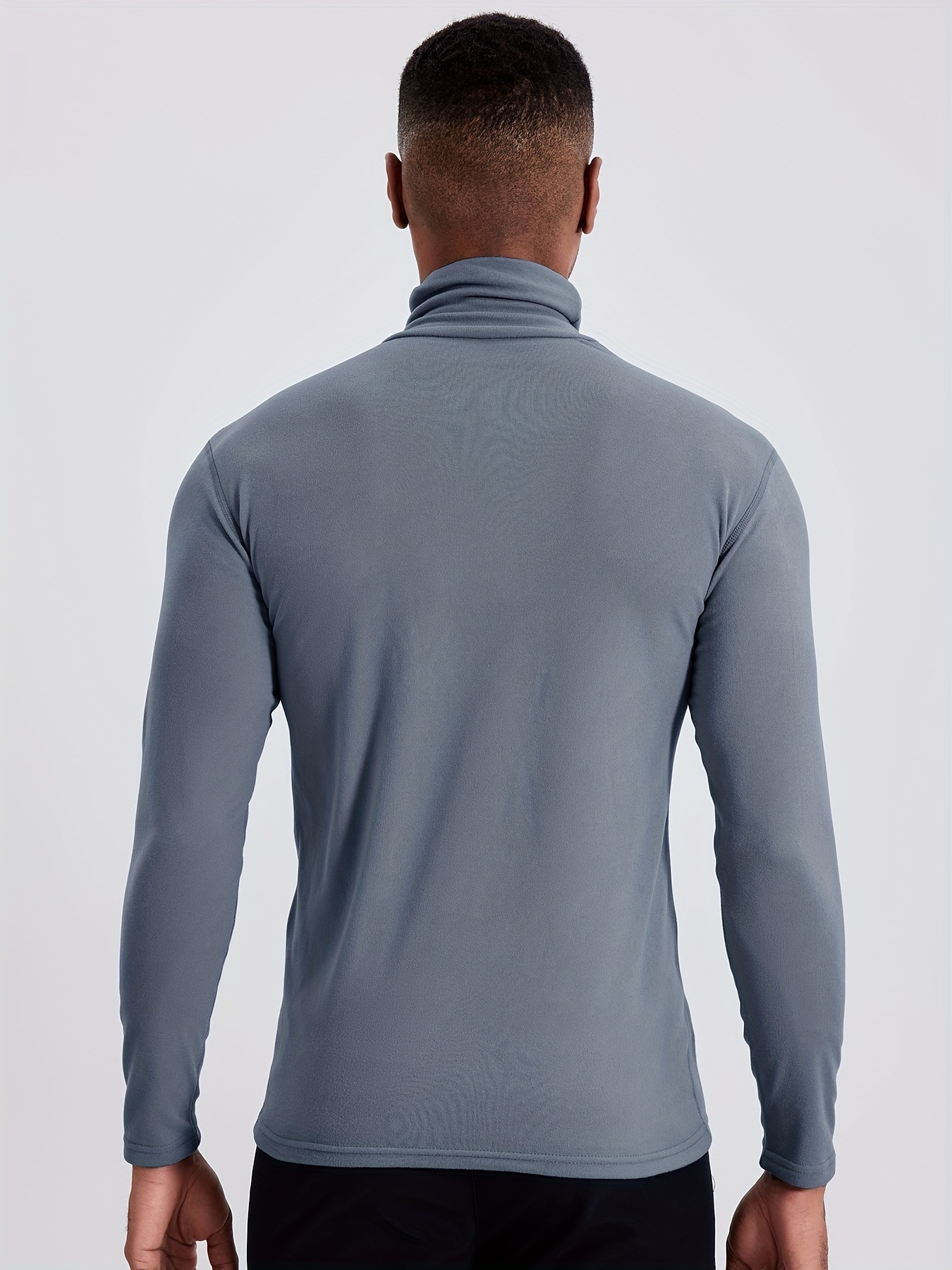 Men's Light Double Sided Fleece Turtleneck Long Sleeve Tops