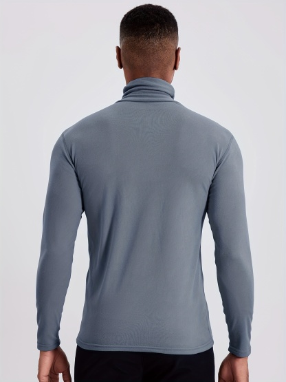 Men's Light Double Sided Fleece Turtleneck Long Sleeve Tops