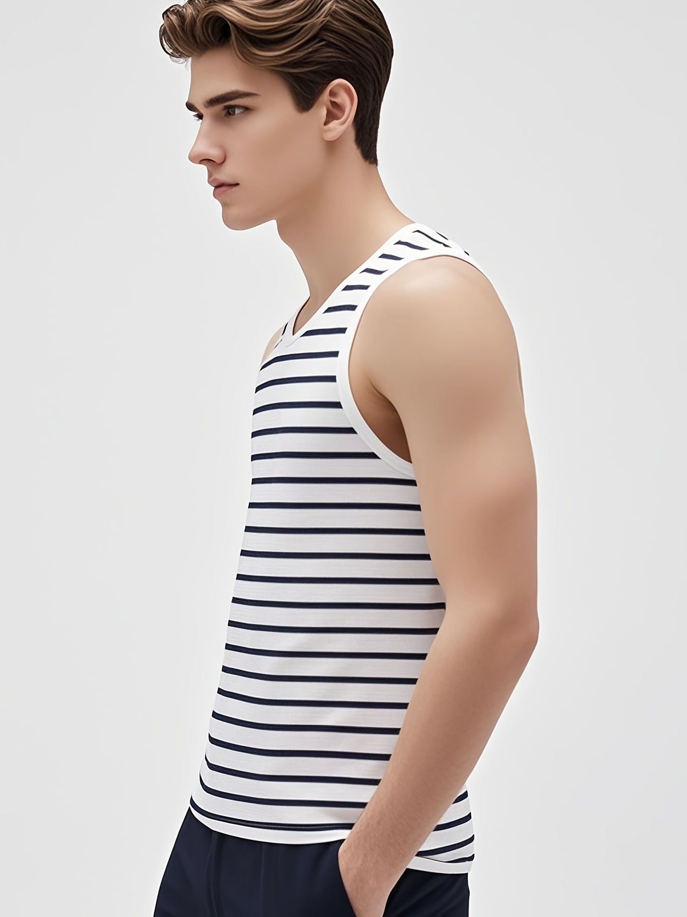 Men's Stylish Striped Sleeveles Tank Top 