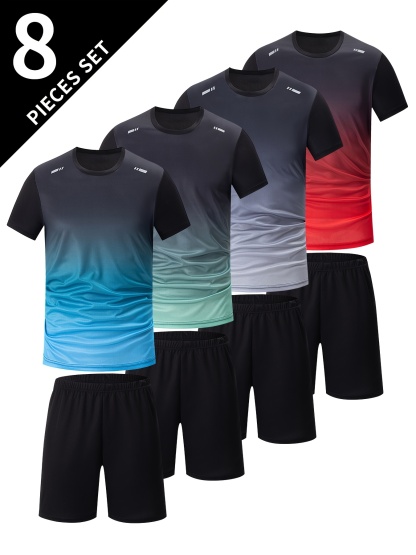 8pcs Set of Men's Short-Sleeve T-Shirt And Shorts for Sports