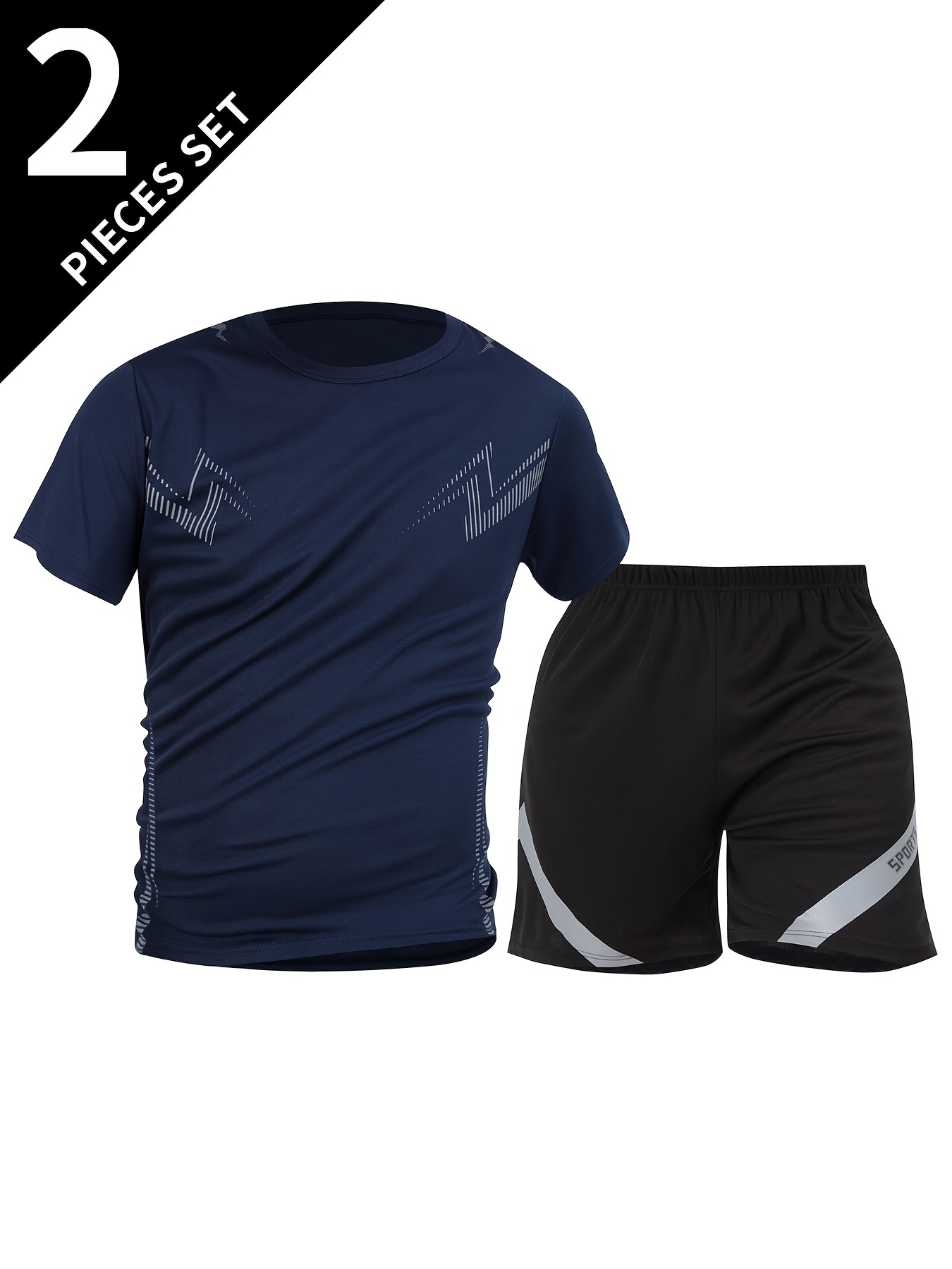 2pcs Suit Men's Short Sleeve Shorts Outdoor Fitness Breathable Quick-Dry Loose Running Outfit Set