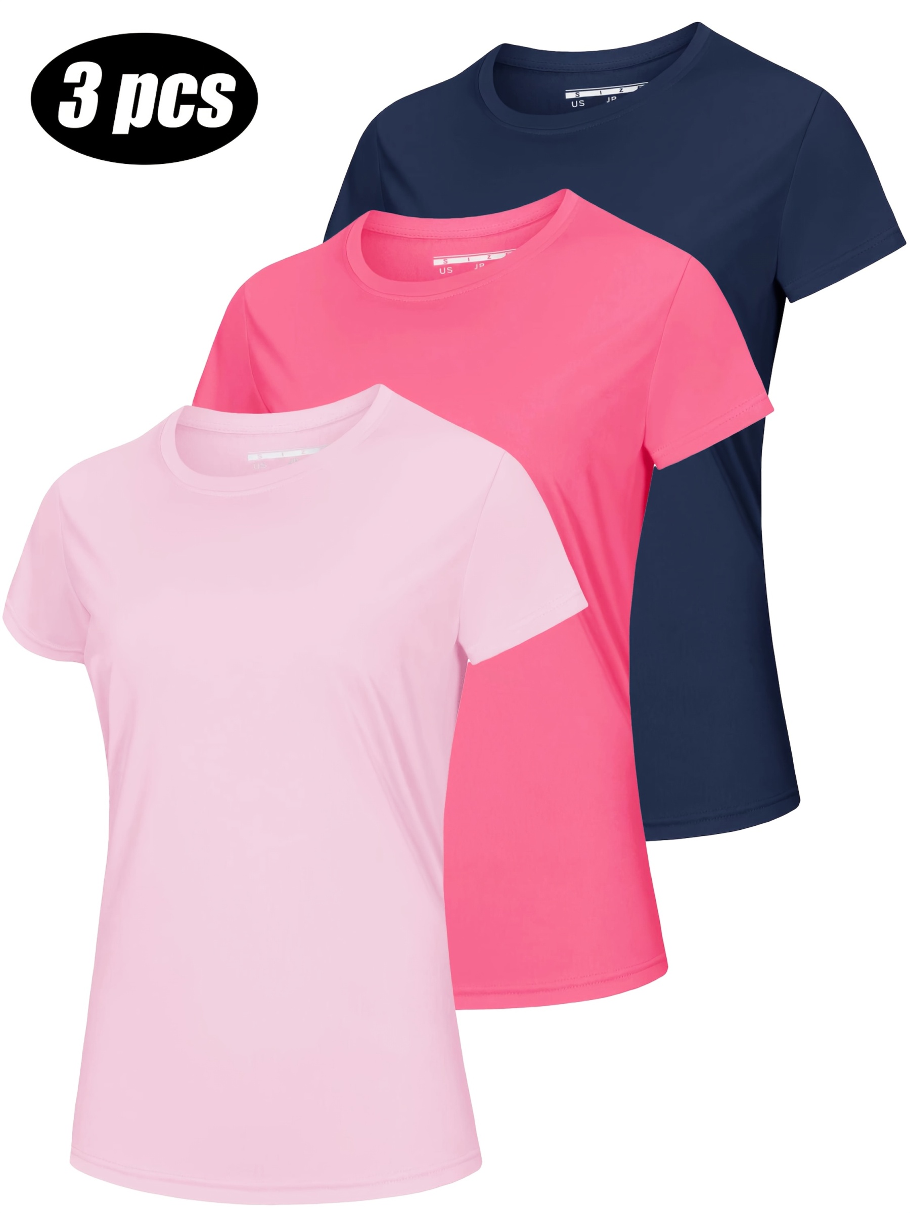 Women's Short Sleeve Round Neck T-Shirt 3-Piece Set 