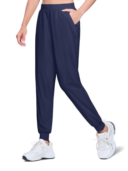 Women's High-Waisted Quick-Dry Sports Pants with 3 Zipper Pockets 